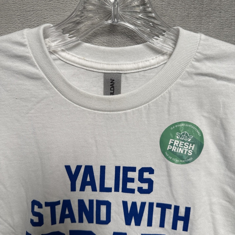 Gildan Yalies Stand With Israel Shirt Mens Medium White Yale Bulldog Graphic Tee - Picture 3 of 7